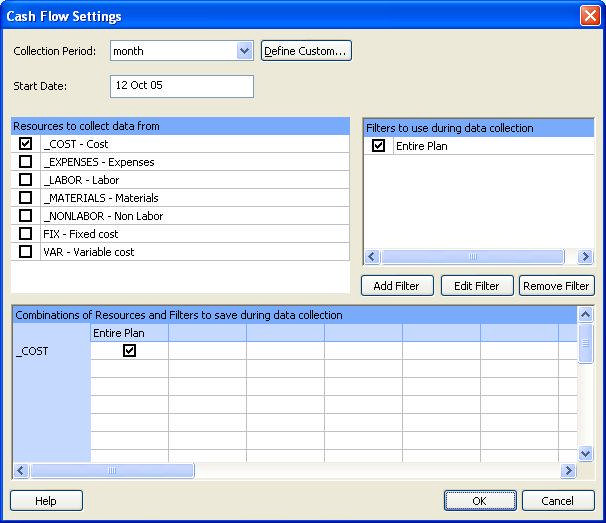 图：Cash Flow Settings 对话框